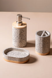 Jabonera Gris Mosaico con base de  Madera