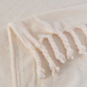 Manta Pie de Cama Flannel Fleece con Flecos 130x200cm Off White