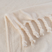 Manta Pie de Cama Flannel Fleece con Flecos 130x200cm Off White