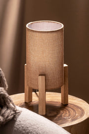 Lámpara Fanal Arpillera con Base de Madera