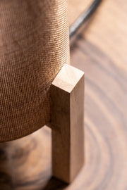 Lámpara Fanal Arpillera con Base de Madera