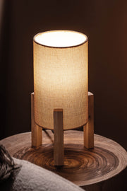 Lámpara Fanal Arpillera con Base de Madera