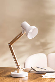 Lámpara de Escritorio en Metal Acero y Madera