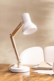 Lámpara de Escritorio en Metal Acero y Madera