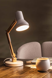 Lámpara de Escritorio en Metal Acero y Madera