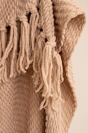 Manta Chenille Pesada con Flecos Beige 120×150cm