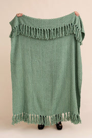 Manta Chenille Pesada Con Flecos de 120cm x 150cm Verde