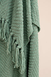 Manta Chenille Pesada Con Flecos de 120cm x 150cm Verde