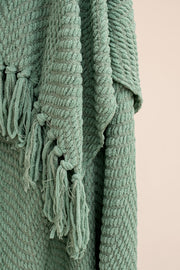 Manta Chenille Pesada Con Flecos de 120cm x 150cm Verde
