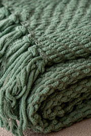 Manta Chenille Pesada Con Flecos de 120cm x 150cm Verde