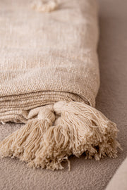 Manta Slub Tufted Pompón Algodón 125X150Cm Off White