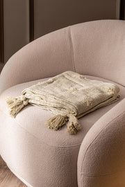 Manta Slub Algodón con Pompones Verde 125×150 cm