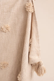 Manta Slub Tufted Pompón Algodón 125X150Cm Off White