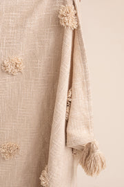 Manta Slub Tufted Pompón Algodón 125X150Cm Off White