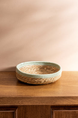 Cesto Contenedor Redondo con Borde Color Verde de 21X7Cm