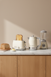 Set Electro Retro Off White: Pava, Licuadora & Tostadora