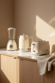 Set Electro Retro Off White: Pava, Licuadora & Tostadora