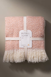 Manta Pie de Cama Tejido Degrade Con Flecos de 130cm x 200cm Peach