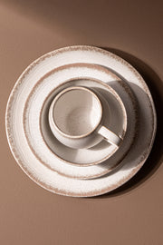 Plato de Postre de Cerámica con Borde Color