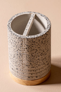 Portacepillos de dientes Gris Mosaico y Madera