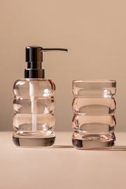 Set de Baño en Vidrio Ondulado Rosa