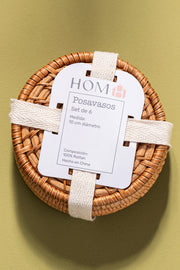 Setx6 Posa Vasos 10cm Rattan