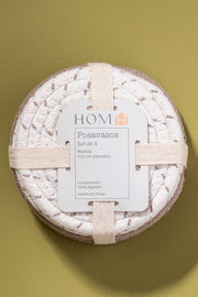 Setx6 Posa Vasos combinados de Algodón de 11.3cm