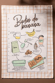 Repasador Algodón estampado con Receta Budín de Banana 50X70cm