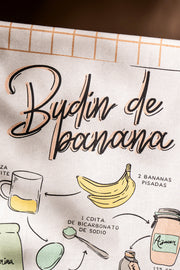 Repasador Algodón estampado con Receta Budín de Banana 50X70cm