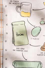 Repasador Algodón estampado con Receta Budín de Banana 50X70cm