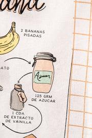 Repasador Algodón estampado con Receta Budín de Banana 50X70cm