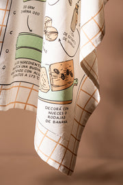 Repasador Algodón estampado con Receta Budín de Banana 50X70cm