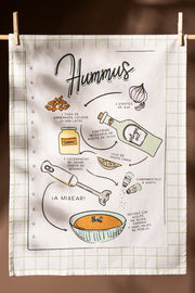 Repasador Algodón estampado con Receta Hummus 50X70cm