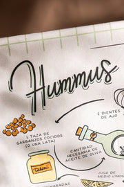 Repasador Algodón estampado con Receta Hummus 50X70cm