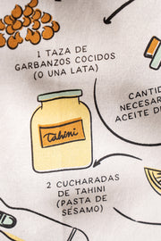 Repasador Algodón estampado con Receta Hummus 50X70cm