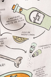Repasador Algodón estampado con Receta Hummus 50X70cm
