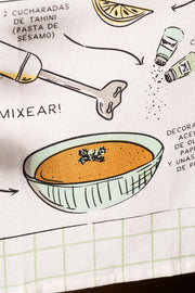 Repasador Algodón estampado con Receta Hummus 50X70cm