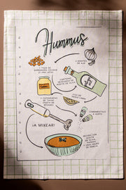 Repasador Algodón estampado con Receta Hummus 50X70cm
