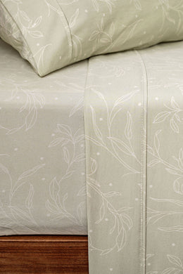 Juego de Sábanas Cotton Touch - Estampa Hojas en Línea