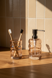 Set de Baño en Vidrio Ondulado Rosa