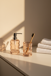 Set de Baño en Vidrio Ondulado Rosa