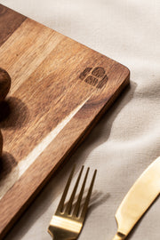 Tabla para Cortar Rectangular Chica en Mármol y Madera