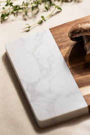 Tabla para Cortar Rectangular Chica en Mármol y Madera