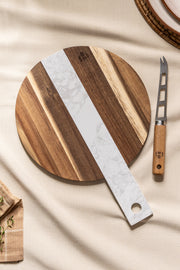 Tabla para Cortar Redonda de Madera y Mármol
