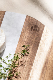 Tabla para Cortar Redonda de Madera y Mármol