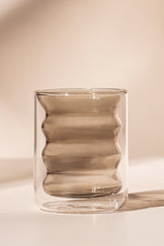 Vaso Café Doble Pared de Vidrio con Ondas