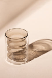 Vaso Café Doble Pared de Vidrio con Ondas