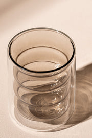 Vaso Café Doble Pared de Vidrio con Ondas