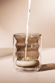 Vaso Café Doble Pared de Vidrio con Ondas