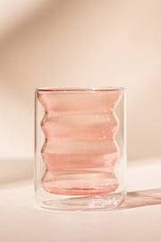 Vaso Café Doble Pared de Vidrio con Ondas